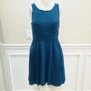 Broadway and broome blue silk pleated dress